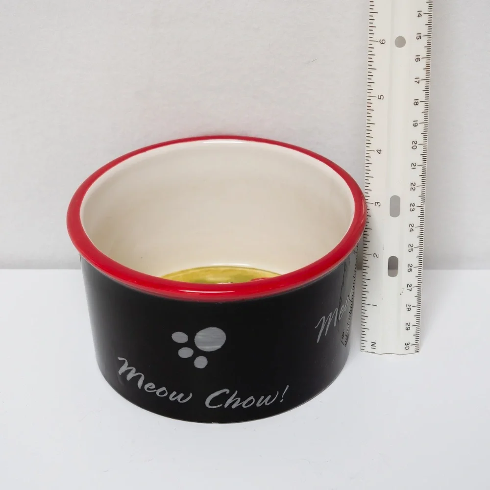 Meow Chow ceramic cat bowl by Tracy Flickinger lightly used